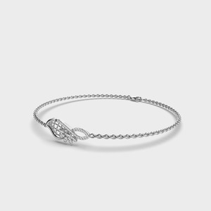 IGI Certified Round Lab Grown Diamond Leaf Motif Chain <b>Bracelet</b> in <b>Solid</b> 925 Sterling <b>Silver</b> - Product Image 2
