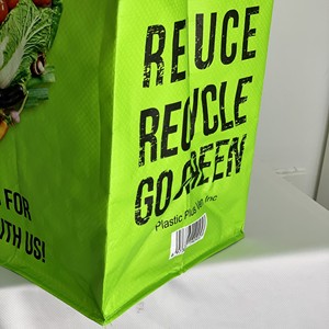 Green Reusable Polypropylene Woven Shopping <b>Bag</b> with Vegetable Print <b>Medium</b> <b>Size</b> Tote for Groceries Shoulder Handle - Product Image 4