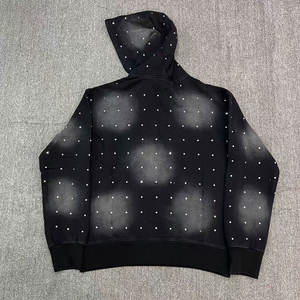 Sweat à capuche personnalisé imprimé de haute qualité 100 % coton, entièrement orné de strass, épais pour l'hiver, avec logo délavé au soleil, fabriqué par le fabricant - Product Image 2