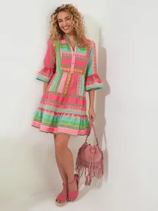 Premium Indian Handmade Weaving <b>Dress</b> for Women Stylish <b>Mini</b> <b>Bell</b> <b>Sleeve</b> <b>Dress</b> for Women a Timeless Piece of Artisanal Craft - Product Image 4
