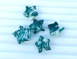 Piedra preciosa estrella de ágata de musgo verde, 5 piezas de piedras sueltas pulidas para joyería - Product Image 5