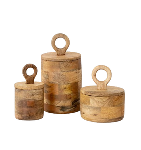 Recipiente para Granos de Café Hecho a Mano, Bote Redondo de Madera para Té, Caja de Almacenamiento de Té Portátil de Madera con Tapa, Botella Multiusos - Product Image 4