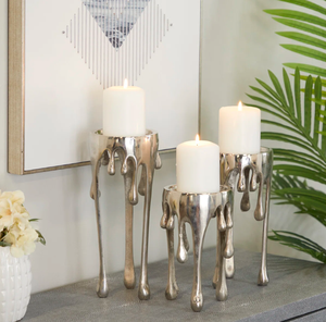 Portavelas minimalista de aluminio fundido para Interior, portavelas de Metal plateado geométrico para eventos y decoración del hogar de lujo - Product Image 1