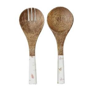 Dark Brown Wooden Salad Server Set Elegant Home Restaurant Tableware Decoration <b>Flatware</b> for Sale - Product Image 3