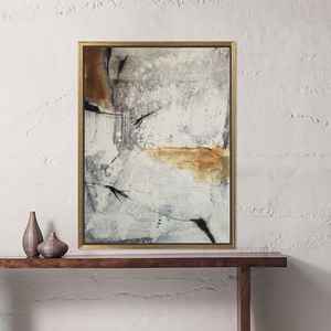 Art mural sur toile imprimée : décoration moderne aux tons terreux, encadrée de doré - Product Image 1