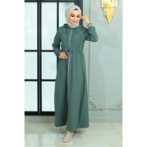 Manteau Abaya Trench-coat Modeste Quotidien à Lacets et Fermeture Éclair, Taille Élastique, Modèle Mega Merchant 18974 - Product Image 6