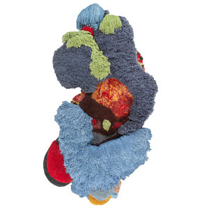 Tapisserie murale bohème abstraite en laine dorée et soie de bambou, motif végétal, décoration artistique - Product Image 1