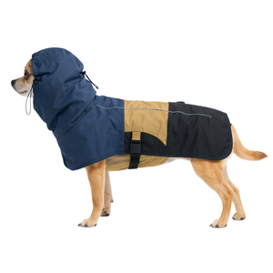 Manteau de pluie bleu, or et noir pour chien, imperméable, à capuche, léger, coupe-vent, pour chiens de taille moyenne et grande, pour l'extérieur - Product Image 3