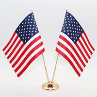 Drapeau de table double personnalisé Premium USA 3x5ft en satin, nylon, plastique, polyester, impression numérique, mât en aluminium, logo personnalisé