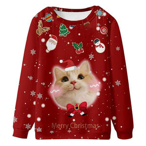 Sweat-shirt personnalisé avec logo pour femmes, vente en gros de sweat-shirts en coton tricoté pour femmes, sweat-shirt de Noël décontracté à manches longues pour femmes - Product Image 1