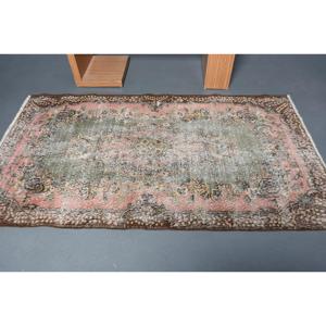 Turkish Area Rug 3.9x6.9 ft, <b>Brown</b> Pink Camouflage Rug <b>Wool</b> - Product Image 3