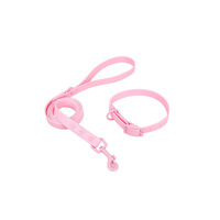 Ensemble collier et laisse imperméables pour chien avec sangle réglable en PVC souple, mousqueton pivotant, laisse de promenade facile à nettoyer pour animaux de compagnie de petite, moyenne et grande taille