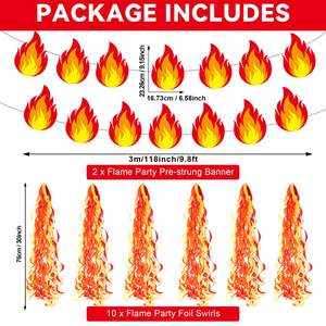 Guirnalda de Papel con Diseño de <span class=keywords><strong>Bombero</strong></span>, Serpentinas Colgantes con Forma de Llama, Accesorios para Cabina de Fotos, Recuerdos para Reuniones, Celebraciones y Decoración - Product Image 4