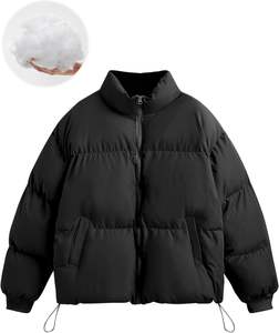 Doudoune recadrée à manches longues col montant fermeture éclair à la mode hiver manteau surdimensionné - Product Image 4