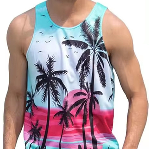 Lightweight Breathable Men's Summer Tank Top Active Wear Plus Size Knitted Moisture-Wicking Fabric Print Pattern High Street - Product Image 1