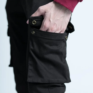 Pantalon décontracté pour homme en denim, polyester/coton, coupe régulière, séchage rapide, imperméable, coupe-vent, tissé, tendance, pour l'extérieur, avec poche latérale - Product Image 6