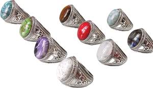 Bague pour homme en gros, pierre précieuse naturelle grenat, corail, opale, tourmaline, rubis, lapis-lazuli, quartz, bijoux arabes, bague en argent sterling 925 - Product Image 3