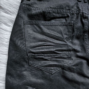 Venta al por mayor Oem Men Denim Shorts Custom Logo High Street Style Black Denim Ripped Shorts Solid Washed Decoration para el gimnasio - Product Image 4