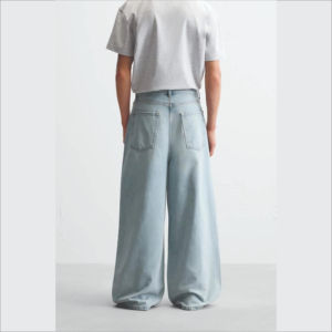 Haute qualité hommes Baggy jean Super élégant lavé à l'acide Denim déchiré poche basse quantité minimale de commande Streetwear respirant homme Jean - Product Image 4