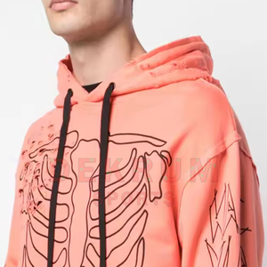 บริการ OEM ปี 2026 เสื้อฮู้ดดี้แฟชั่นฤดูหนาวคุณภาพสูง สไตล์ดิสเทรส ขายดีที่สุด เสื้อผ้าผู้ชาย ระบายอากาศได้ดี เสื้อฮู้ดดี้สไตล์ดิสเทรส - Product Image 6