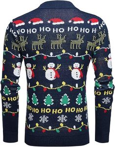 Pulls pour hommes 100% laine, tricotés sur mesure, pull d'hiver avec design de cardigan de Noël, respirant et neuf pour la saison hivernale - Product Image 2