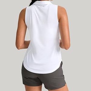 Best Selling Women's <b>Sleeveless</b> Zip Polo Shirts Breathable Polyester Spandex <b>Golf</b> & Tennis Activewear for Running & Sports <b>Top</b> - Product Image 4