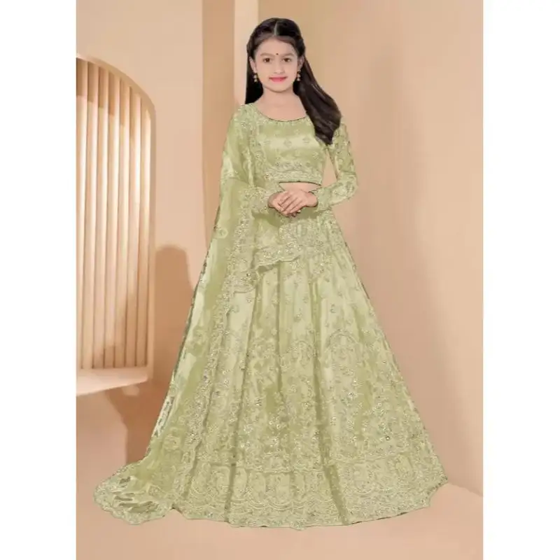 Pakaian India dan Pakistan tradisional Lehenga Choli untuk anak perempuan anak-anak untuk pakaian pesta pernikahan Tersedia dengan harga murah
