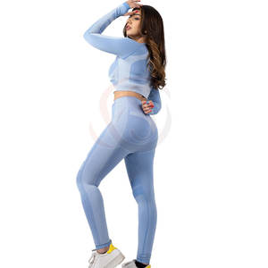 Conjunto de Yoga de 2 Piezas para Mujer, 100% Algodón, Escote Bardot, Cintura Alta Elástica, Transpirable, Top Corto y Pantalones Largos - Product Image 3