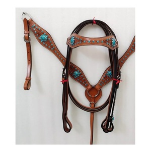 Western Tack <b>Set</b> Headstall Breast Collar Genuine Leather Lightweight <b>Beaded</b> Seasonal Horse Ridding Equipment - Product Image 5