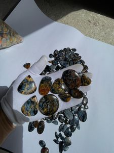 Colgante de pietersita azul Natural genuino, piedra preciosa suelta hecha a mano para hacer joyas, accesorio de piedra de diferentes formas - Product Image 4