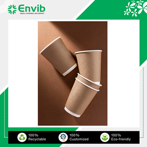 Vasos de Papel de Doble Pared Reciclables de Primera Calidad, 8 oz, Marca ENVIB, Diseño de Logotipo Personalizable, Resistentes al Calor, de Confianza - Product Image 4