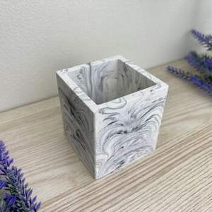 Modern Luxury Marble Pen Holder Clear White Rectangle Shape Unique New Design for Wholesale Decorative Purpose - Product Image 1