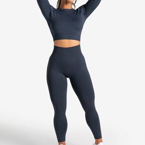 Coton sur mesure léger femmes Yoga ensemble sans manches court solide séchage rapide 2 pièces vente chaude - Product Image 1