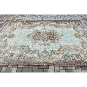 Turkish 5.7x9 ft Rug, Vintage Rug, <b>Brown</b> Floral Rug <b>Wool</b> - Product Image 3