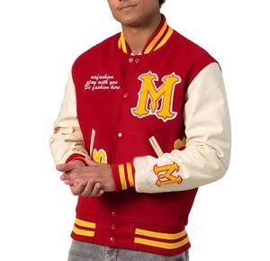 Hiver nouvelle couture couleur contrastée personnalisée laine applique chenille broderie surdimensionnée letterman varsity jacket - Product Image 1