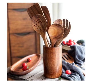 Cuchara de madera de color natural para servir ENSALADA DE MADERA JUEGO DE 2 HECHO A MANO ÚNICO KETCHENWAR - Product Image 6