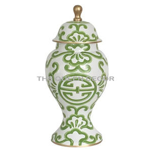 Best Selling Pure Handmade Aluminum Metal Round Shape Blue and White Finish Double Shade <b>Decorative</b> Ginger Jar - Product Image 4