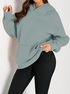 Sudadera de invierno personalizada de lana de algodón 100% grueso corto de gran tamaño para mujer - Product Image 2