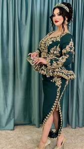 2025 Designer Bottle Green <b>Jacket</b>-Karakou Dress Velvet Embellished Crystal Glass Beadsstone Dabka Work Silk New <b>Wedding</b> Outfit - Product Image 2