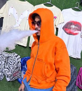 OEM Custom Logo <b>Men's</b> 100% Cotton Zip-up <b>Hoodies</b> Double Pocket Fleece Boxy Cropped Bottoms Tech Fleece Full Zip up - Product Image 5