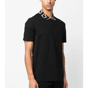 Chemise de golf pour homme sur mesure OEM, tricotée unie, 100% coton, respirante, formelle, manches courtes avec détails Greca, nouvelle arrivée - Product Image 3