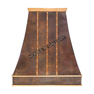 Campana extractora de cocina de acero inoxidable de montaje en pared con remaches de correas doradas de latón Enchufe de EE. UU. Campanas de cocina de escape Instalación de chimenea - Product Image 3