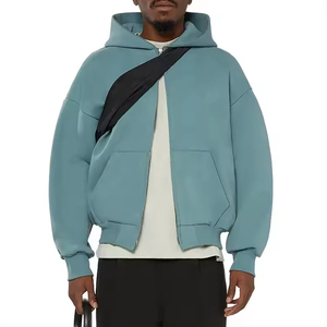 Sweat à capuche zippé sur mesure pour homme, coupe oversize, épaules tombantes, en molleton 100 % coton respirant, vente en gros ODM - Product Image 1