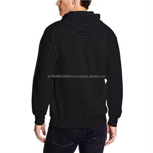 Custom 2024 spring high quality men's 100% cotton <b>zip</b> <b>up</b> <b>hoodie</b> french terry <b>black</b> blank <b>hoodie</b> wholesale - Product Image 4