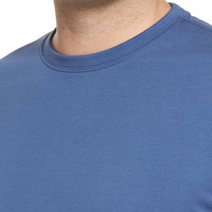 Camiseta de cuello redondo de Jersey de algodón azul básico para hombre, camisetas de verano de manga corta informales con estampado - Product Image 4