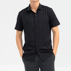 Camisa de vestir de manga corta de verano para hombre de alta calidad Logotipo personalizado Color sólido Estilo de negocios informal suelto Hecho en Vietnam - Product Image 1