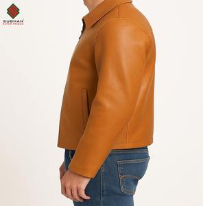 Blouson aviateur en cuir synthétique fait main, coupe ajustée, uni, décontracté, hiver, fermeture éclair, service OEM - Product Image 4