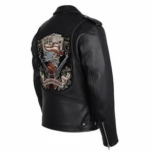 Veste en cuir véritable pour homme, style moto, décontractée, grande taille, noire, imperméable, respirante, épaisse, à col rabattu, en cuir de vache - Product Image 3