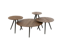 Ensemble de 3 tables basses en bois et métal pour le salon, tables d'appoint décoratives pour hôtels et restaurants, fournisseur du fabricant en gros