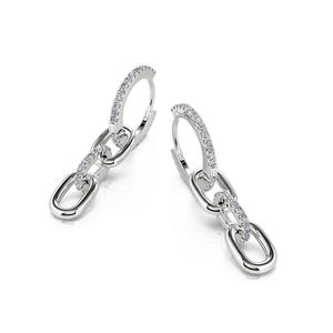 Jeulia Sterling <b>Silver</b> Link <b>Chain</b> Drop <b>Earrings</b> - Product Image 3
